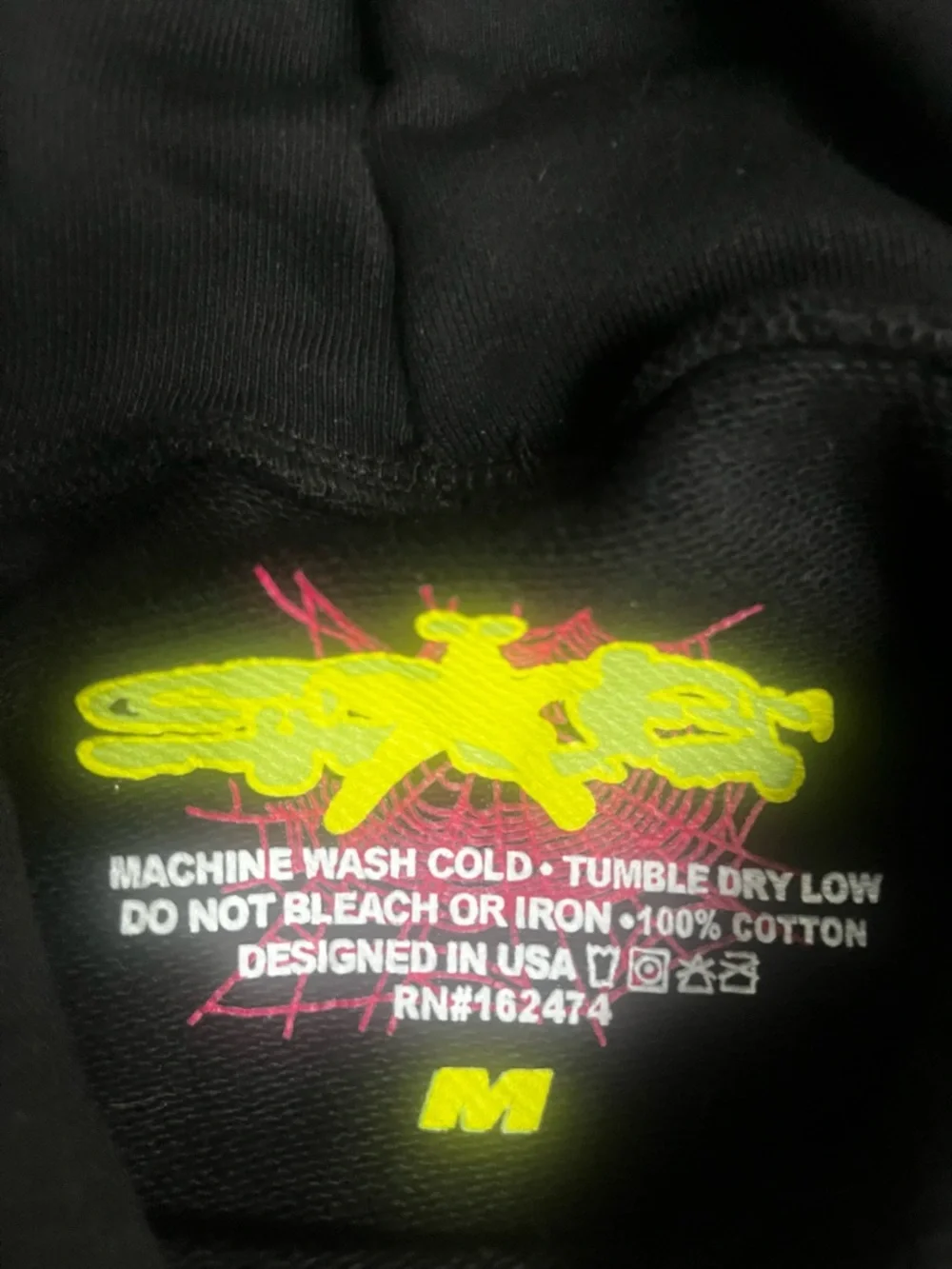 Kids Black Graphic Puffer Hoodie with Spiderweb and Star Accents